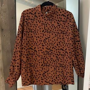 Mock neck Animal print work blouse